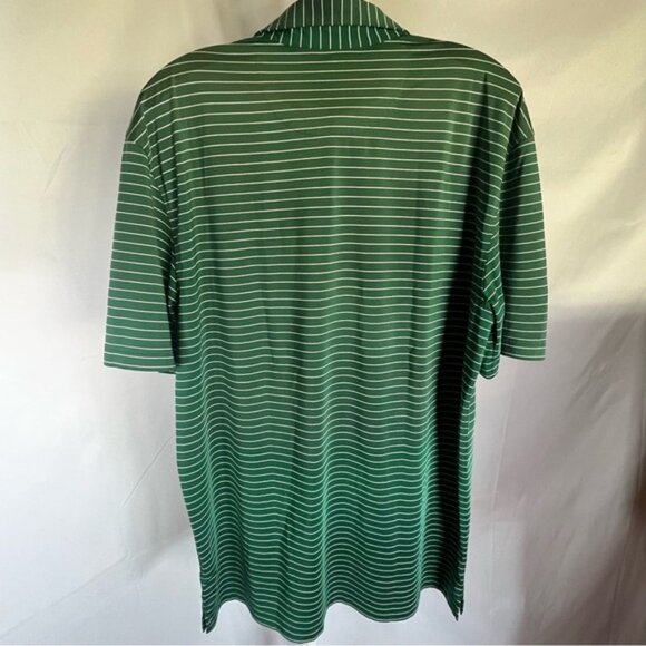 Masters Tech Striped Men's Polo Shirt Green with White stripes Size Large - Picture 5 of 5